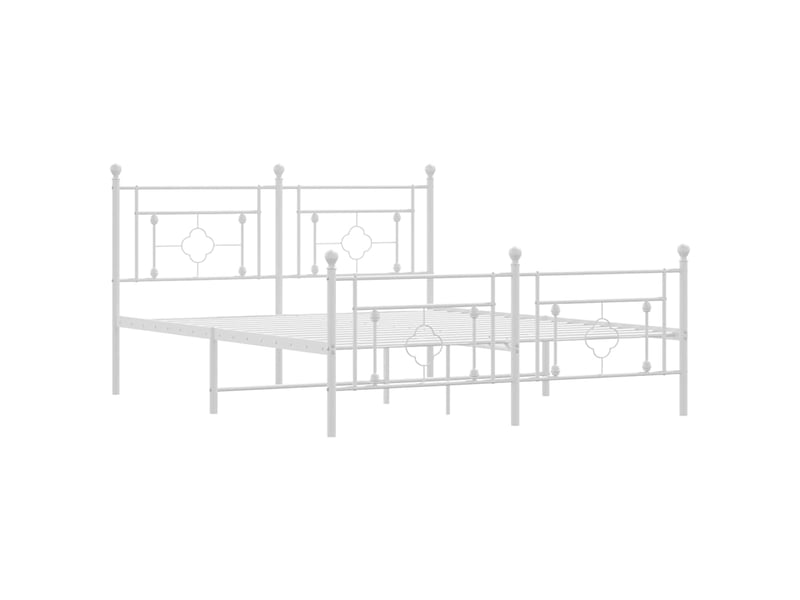  Lit double- lit adulte -  cadre de lit métal sans matelas et pied de lit blanc 150x200 cm  - Conforama C