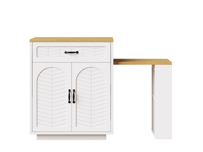  Buffet scandinave blanc et noir avec table extensible led, 2 tiroirs et 4 portes – meuble cuisine moderne  - Conforama A