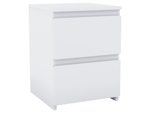 Table de chevet denver, commode de nuit, chambre, rangement, 40x30x30cm, 2 tiroirs, blanc