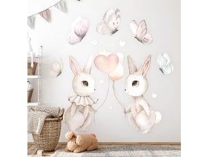 Sticker mural - des lapins avec des ballons130x164 cm