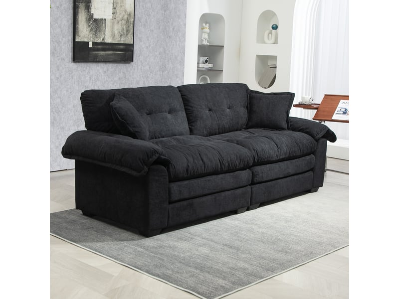 Canapé 2 places, canapé de salon, en chenille, 213 cm, mobilier pour espace de vie, pour salon et séjour  - Conforama A
