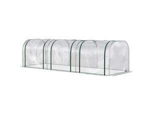 Serre tunnel transparente en pvc et acier avec portes à charnières, 295 x 100 x 80 cm