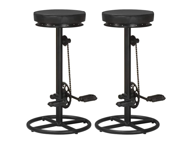  Lot de 2 tabouret de bar, chaise de bar noir cuir véritable de chèvre  - Conforama B