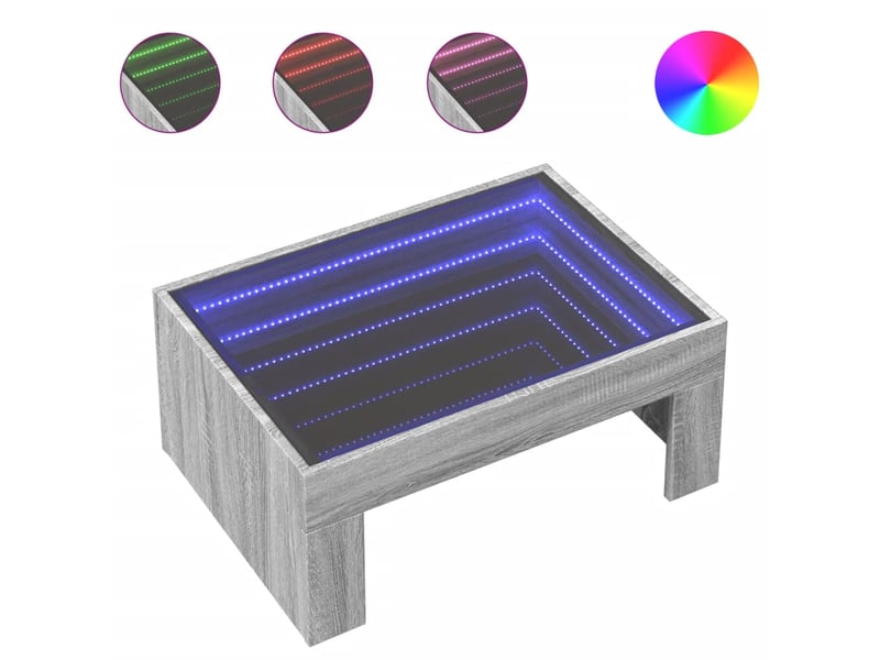  Table basse - table de salon - table à thé avec led infini sonoma gris 70x50x30 cm  - Conforama A