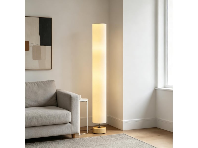  Lampadaire 15x15x120 cm interrupteur au pied bois beige  - Conforama C