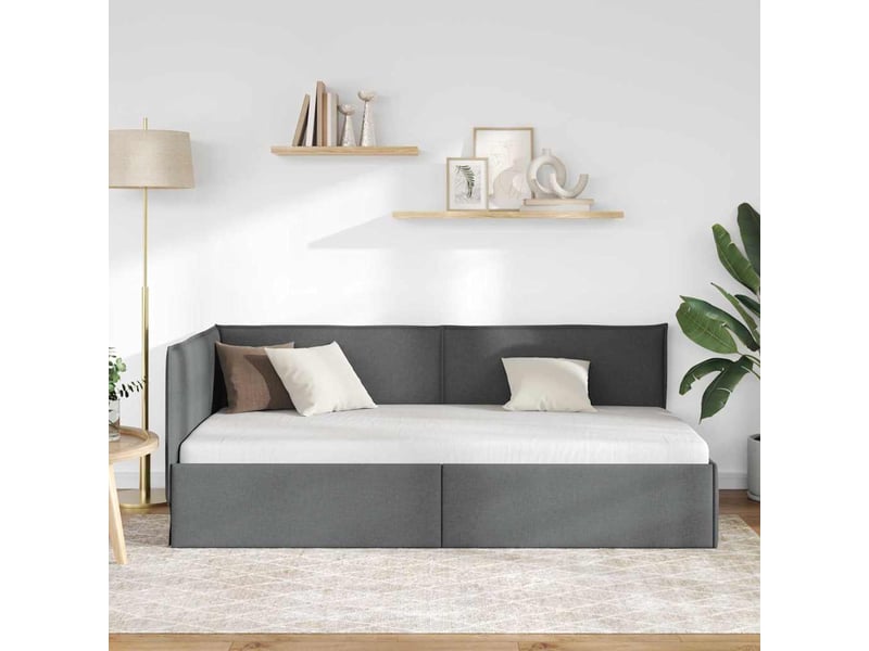  Lit simple- lit adulte -  cadre de lit d'angle gris foncé 100 x 200 cm tissu  - Conforama B