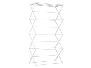Étendoir à linge pliable à 8 niveaux, modèle tour, métal et plastique, blanc, 74 x 35 x 144 cm