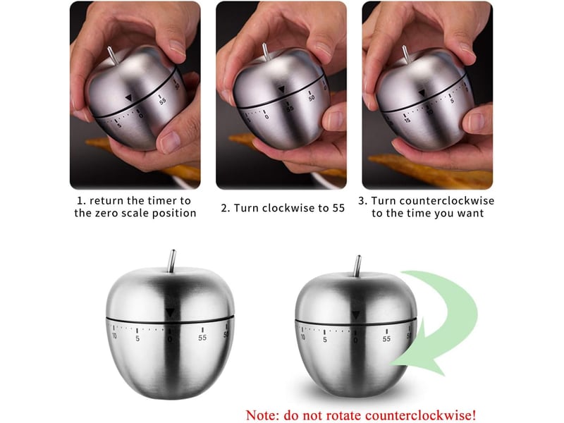  Minuterie cuisine minuteur forme de pomme alarme de rotation kitchen timer acier inoxydable pour la cuisine cuisson pâtisserie sport No Commercial reference - Conforama C