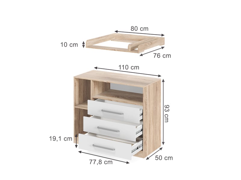  Vicco commode à langer, sonomablanc, 110x93cm  - Conforama B