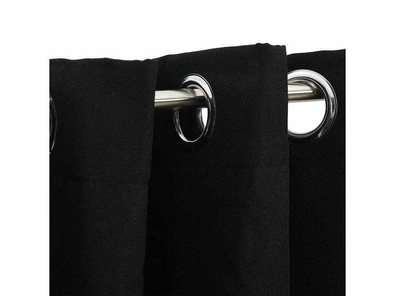  Lot de 2 rideaux occultants, rideaux black-out aspect lin avec œillets noir 140x225cm cf44526  - Conforama C