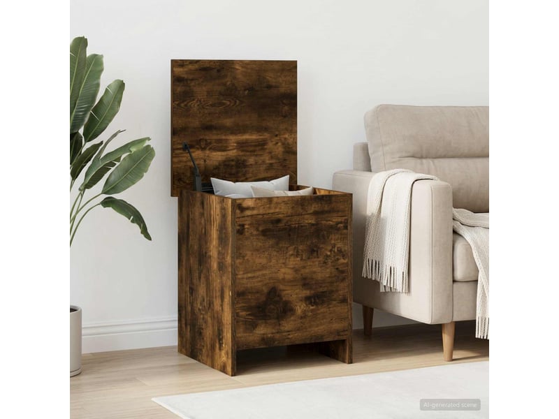  Coffre de rangement avec stockage chêne fumé 40x40x50 cm  - Conforama D