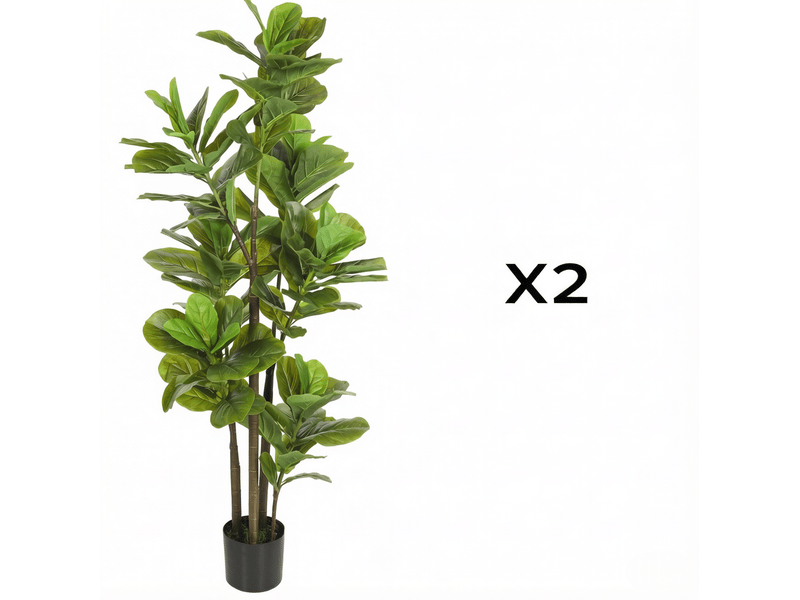  Lot de 2 figuiers lyres artificiels 150 cm métal vert  - Conforama A