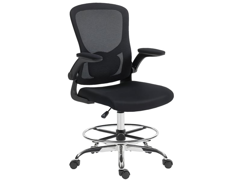  Chaise de bureau ergonomique avec support lombaire 4d et accoudoirs relevables en noir dimensions 60 x 60 x 108-132 cm  - Conforama A