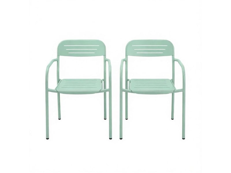  Lot de 2 chaises de jardin empilables en métal vert T5828P544359 - Conforama A