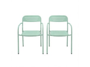 Lot de 2 chaises de jardin empilables en métal vert