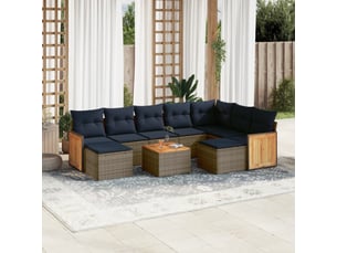 Vidaxl ensemble de canapé de jardin 10 pcs avec coussins gris résine tressée