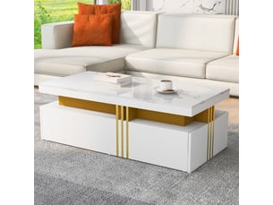 Table basse rectangulaire coloris blanc OKWISH - 50 cmx100 cm