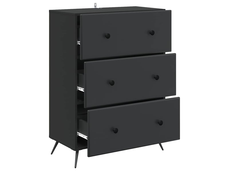  Armoire à tiroirs, rangement bureau 66 x 34,5 x 90 cm bois d'ingénierie noir shl6400  - Conforama E