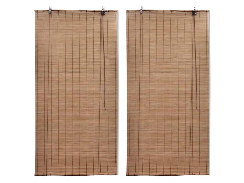  Lot de 2 stores enrouleur, stores roulants en bambou 150x220 cm marron cf48956  - Conforama B