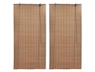 Lot de 2 stores enrouleur, stores roulants en bambou 150x220 cm marron cf48956