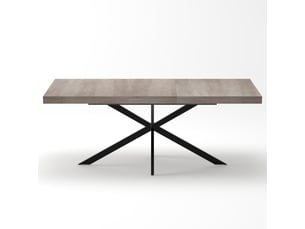 Table à manger extensible 140 à 180 cm, rangement caché, style rétro, gris