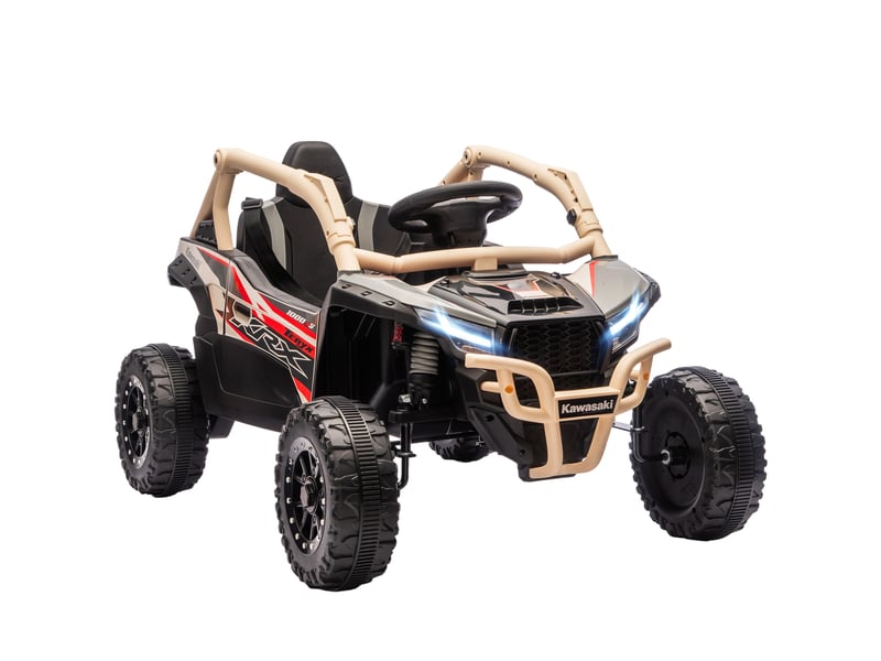  Voiture électrique enfant utv kawasaki teryx krx 1000 12 v à 2 moteurs 25 w télécommande 2,4 ghz 100 x 64 x 56 cm jaune  - Conforama A