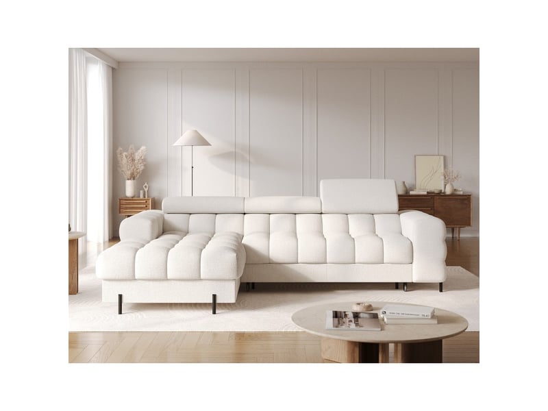 Canapé d'angle gauche convertible blanc style épuré 285x99x181cm filtro - Conforama E