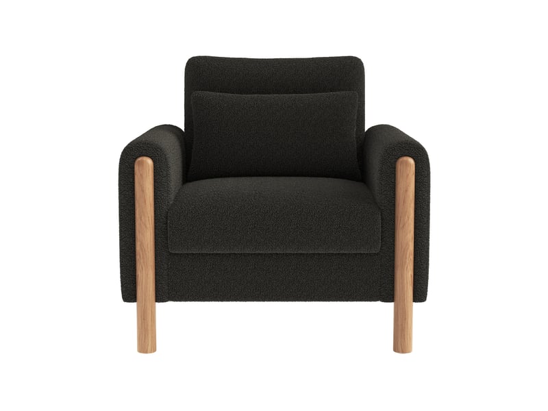  Fauteuil 1 place en tissu bouclette gris foncé avec coussin d'assise amovible  - Conforama A