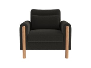 Fauteuil 1 place en tissu bouclette gris foncé avec coussin d'assise amovible