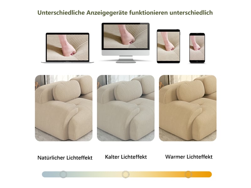  Canapé modulable 4 places en velours côtelé beige W3325S00038 - Conforama E