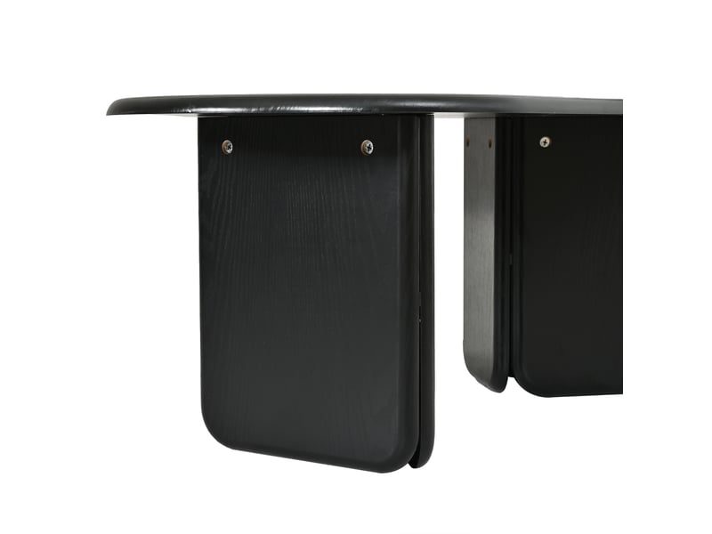  Table basse ovale 99x50x40 cm noire en mdf, pieds décoratifs arrondis et charge 40 kg Fay Lum - Conforama E