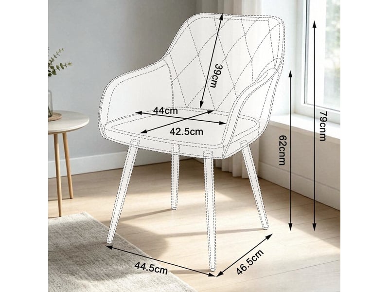  Chaise de salle à manger avec accoudoirs 44,5x46,5x79 cm métal rouge  - Conforama E