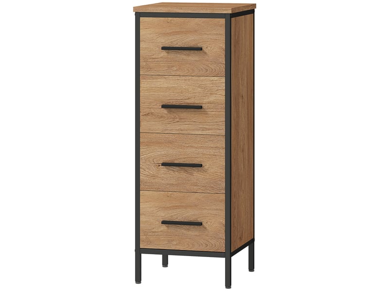  Meuble de salle de bain 4 tiroirs en panneau de particules et acier 30 x 30 x 82 cm  - Conforama A