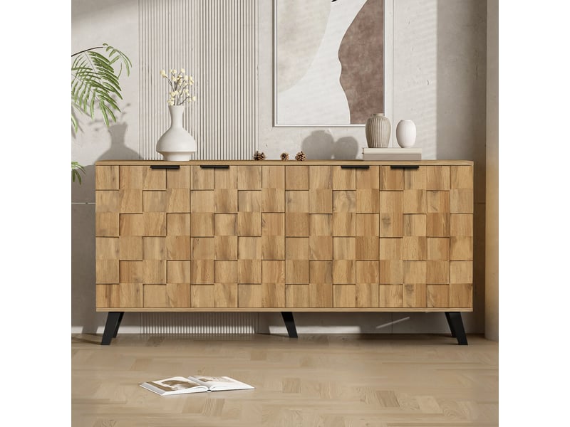  Buffet contemporain 160,5 × 35,5 × 78 cm - 4 portes – séjour, chambre, salle à manger - meuble moderne  - Conforama B