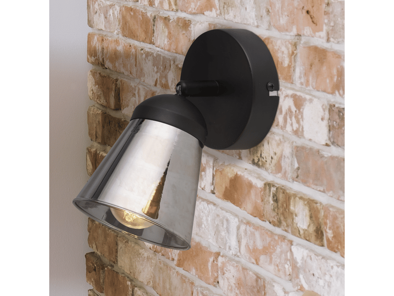  Mega 1l spot métal noir avec verre fumé e14 max 60w 61170-1SM - Conforama E