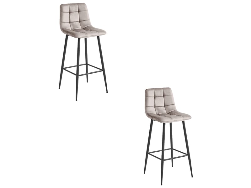  Tabouret de bar - leobert - arceto - velours beige foncépieds noirs - 43,5 x 49 x 104 cm - lot de 2  - Conforama A