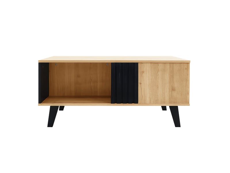  Table basse 100 x 60 x 45 cm au design alliant bois coloré et noir, avec tiroirs, rangement polyvalent et style unique. [ancienne référence : wf313223saa]  - Conforama E