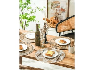 Csparkv lot de 6 sets de table ronds à imprimé bohème en pvc tressés sets de table lavable résiste à la chaleur antidérapant tapis de table pour cuisine restaurant table à manger (mélange)