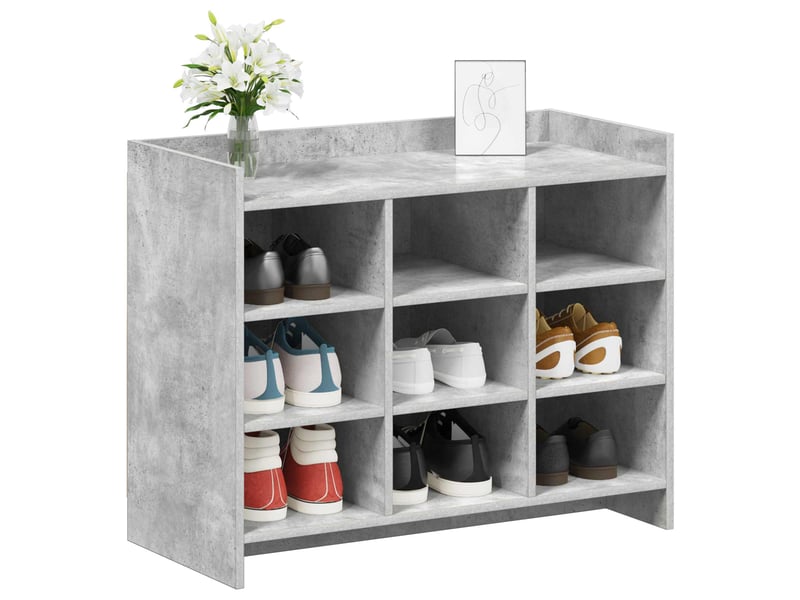  Meuble à chaussure, cabinet à chaussures avec stockage gris béton 85x39,5x70 cm  - Conforama C