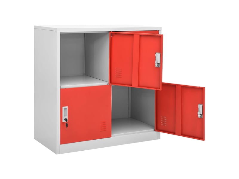  Armoire à casier, rangement de bureau gris clair et rouge 90x45x92,5 cm acier  - Conforama E