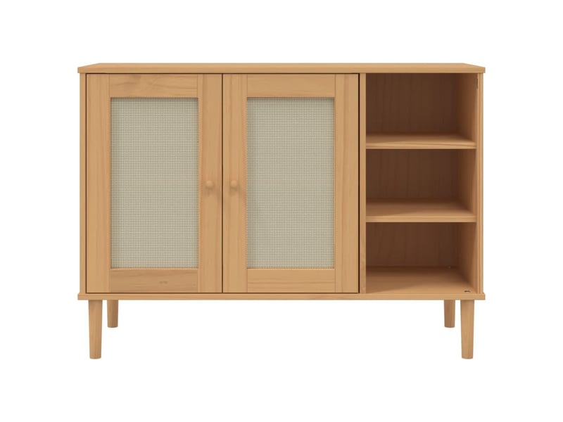  Buffet - bahut - meuble de rangement senja aspect rotin marron 112x40x80cm bois massif de pin  - Conforama E
