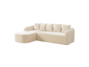 Canapé modulable en chenille 3 places sans montage - assise moelleuse beige pour salon