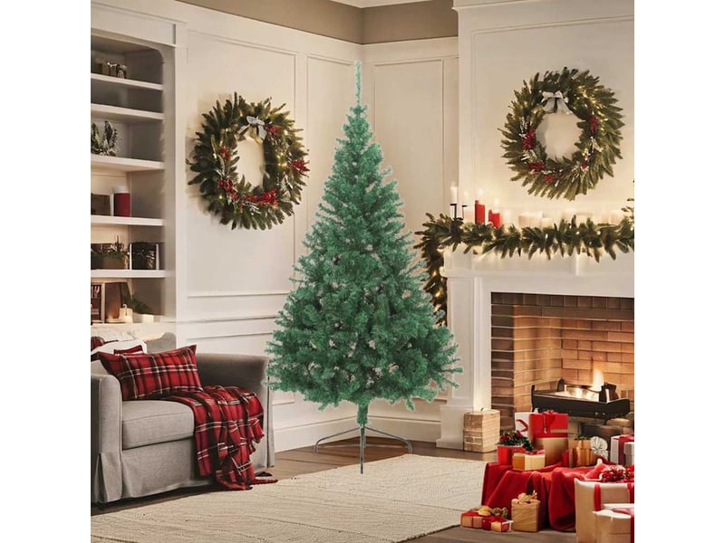  Sapin de noël - arbre de noël artificiel moitié avec support vert 180 cm pvc  - Conforama C