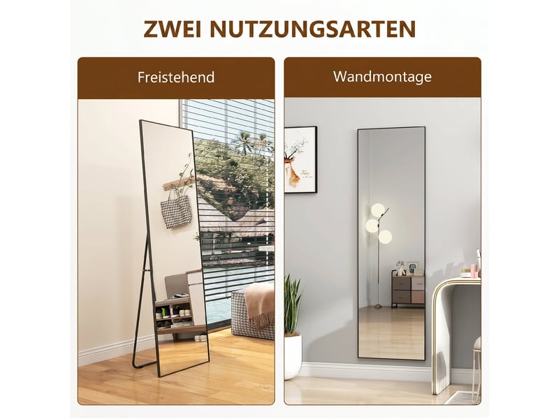  Miroir plein pied sur pied et mural verre trempé cadre aluminium 50 x 161,5 cm  - Conforama E