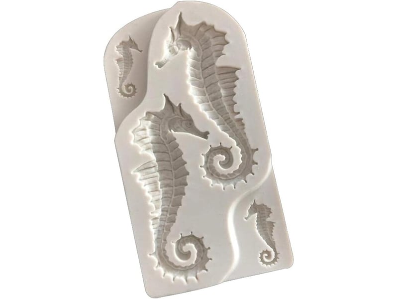  Moule en silicone pour fondant, gâteau, chocolat, biscuits, bonbons, pâtisserie, outil de cuisine, décoration de fête, motif hippocampe - grey silver  - Conforama D