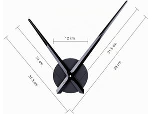 Grandes aiguilles d'horloge murale 3d – aiguilles silencieuses en acier inoxydable à monter soi-même – décoration de chambre – noir