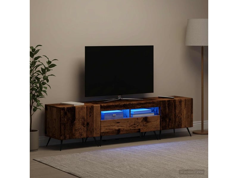Meuble tv - banc tv - meuble de rangement led breda 3 pcs bois ancien bois d'ingénierie - Conforama C