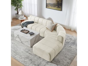 Canapé d'angle compressé gauche fixe <strong>STILVORA</strong> <strong></strong> 4 places Tissu Beige