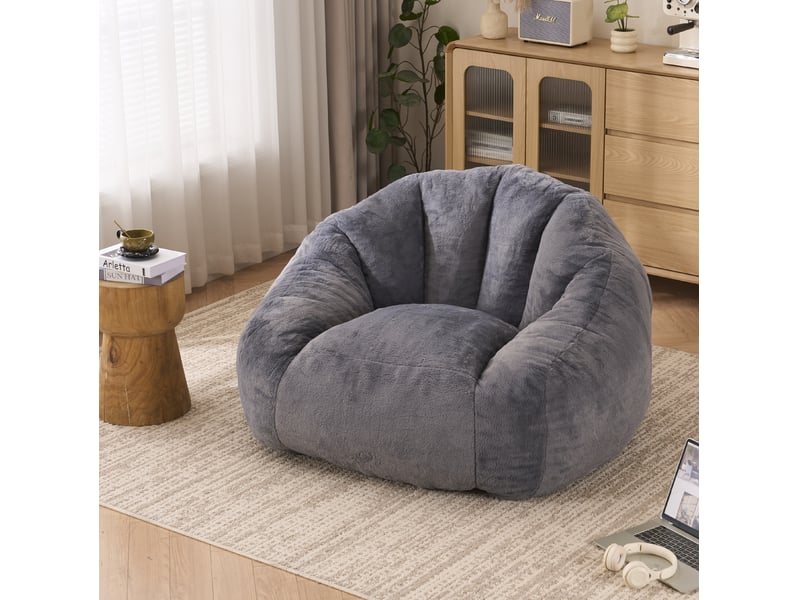  Fauteuil poire adulte 123x111x75 cm gris clair  - Conforama B