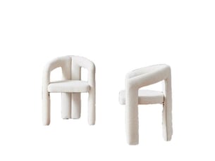 Lot de 4 chaises de salle à manger avec accoudoirs, pour la salle à manger, design moderne, en mousse et tissu, beige